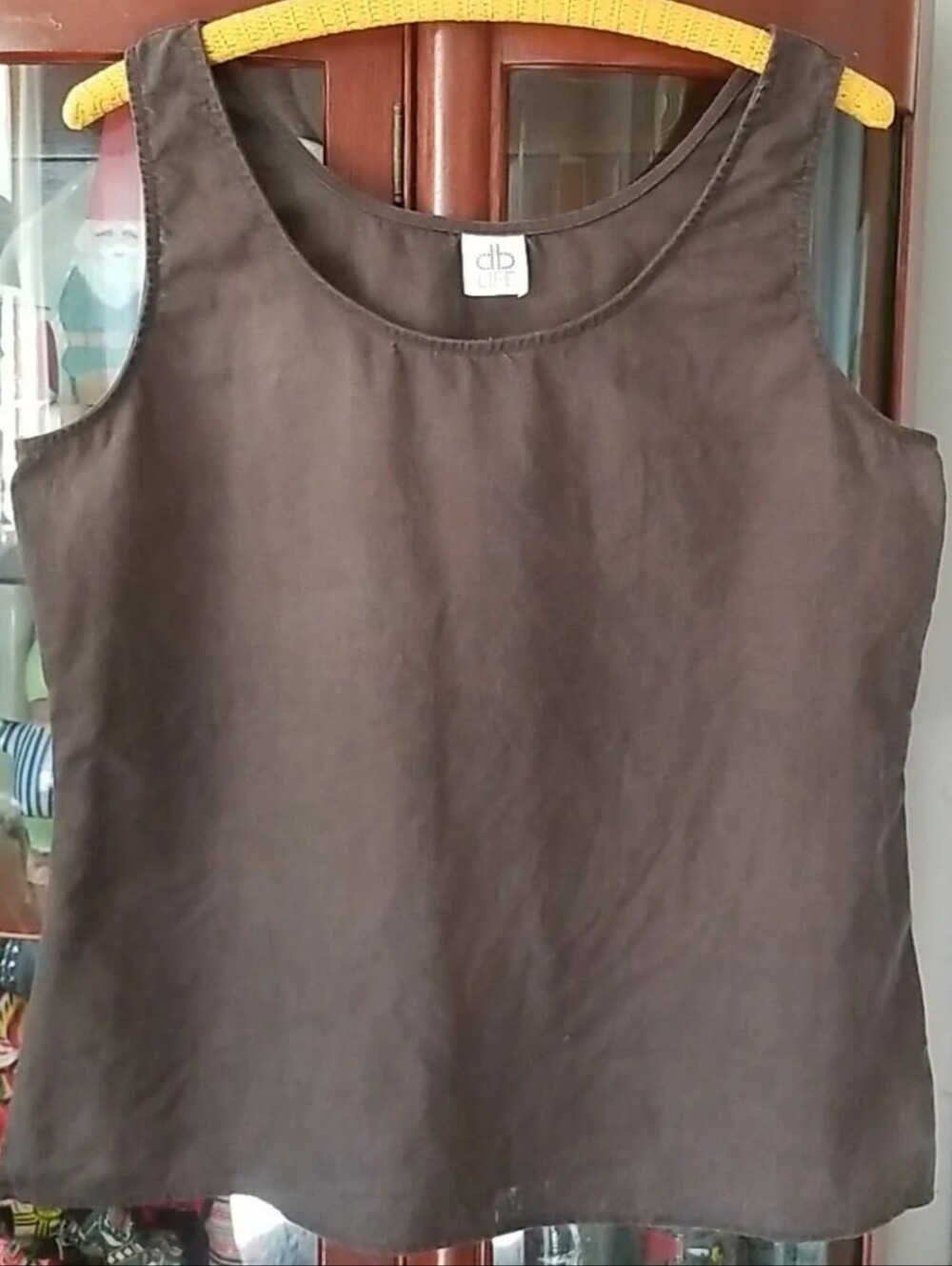 Silk Sleeveless Brown Tank Top